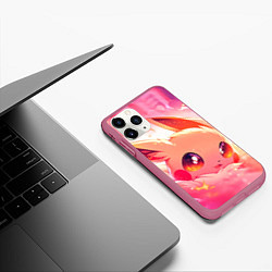 Чехол iPhone 11 Pro матовый Покемон Пикачу крупно, цвет: 3D-малиновый — фото 2