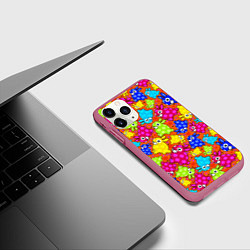 Чехол iPhone 11 Pro матовый Цветочные кролики, цвет: 3D-малиновый — фото 2