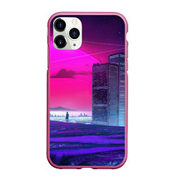 Чехол iPhone 11 Pro матовый Synthwave неоновый город