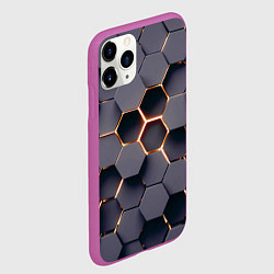 Чехол iPhone 11 Pro матовый Трехмерные соты с подсветкой, цвет: 3D-фиолетовый — фото 2