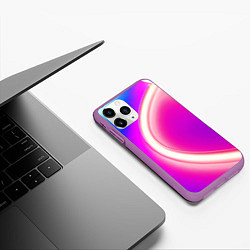 Чехол iPhone 11 Pro матовый Неоновый свет текстура, цвет: 3D-фиолетовый — фото 2