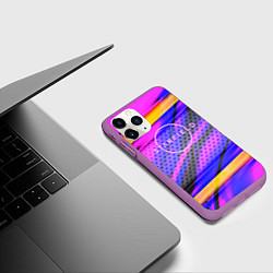 Чехол iPhone 11 Pro матовый Starfield geometry game, цвет: 3D-фиолетовый — фото 2