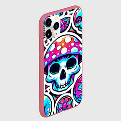 Чехол iPhone 11 Pro матовый Череп в мухоморной шляпе - нейроарт, цвет: 3D-малиновый — фото 2
