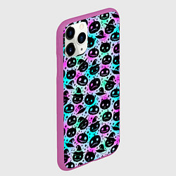Чехол iPhone 11 Pro матовый Halloween - тыквы на неоновом фоне, цвет: 3D-фиолетовый — фото 2