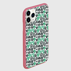 Чехол iPhone 11 Pro матовый Паттерн в стиле граффити и африканских узоров, цвет: 3D-малиновый — фото 2