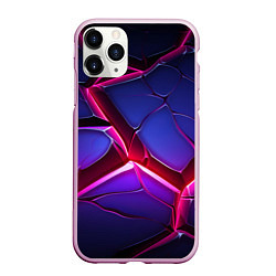 Чехол iPhone 11 Pro матовый Темные синие плиты и фиолетовый свет