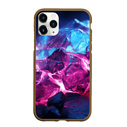 Чехол iPhone 11 Pro матовый Синие и фиолетовые камни текстура, цвет: 3D-коричневый