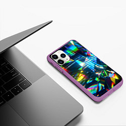 Чехол iPhone 11 Pro матовый Глитч эффект на стекле, цвет: 3D-фиолетовый — фото 2