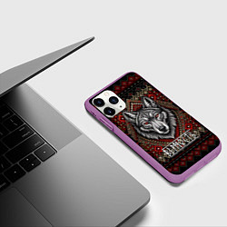 Чехол iPhone 11 Pro матовый Верность волк Славянский, цвет: 3D-фиолетовый — фото 2