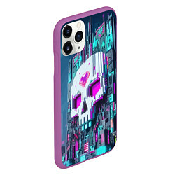 Чехол iPhone 11 Pro матовый Skull Minecraft - ai art fantasy, цвет: 3D-фиолетовый — фото 2