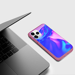 Чехол iPhone 11 Pro матовый Неоновая текстура абстракция, цвет: 3D-малиновый — фото 2