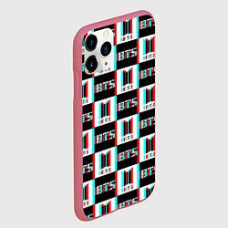 Чехол iPhone 11 Pro матовый BTS glitch pattern, цвет: 3D-малиновый — фото 2