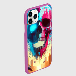 Чехол iPhone 11 Pro матовый Cool vanguard neon cyber skull - ai art, цвет: 3D-фиолетовый — фото 2