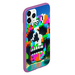 Чехол iPhone 11 Pro матовый Minecraft landscape with skull - ai art fantasy, цвет: 3D-фиолетовый — фото 2