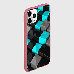 Чехол iPhone 11 Pro матовый Абстрактные кубы, цвет: 3D-малиновый — фото 2
