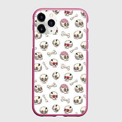Чехол iPhone 11 Pro матовый Черепки, цвет: 3D-малиновый