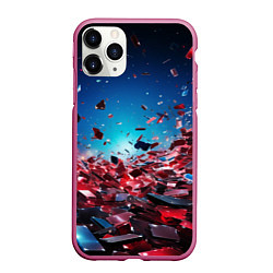 Чехол iPhone 11 Pro матовый Осколки плит в движении, цвет: 3D-малиновый