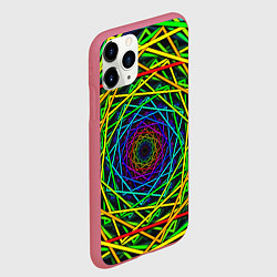 Чехол iPhone 11 Pro матовый Неоновые лучи психоделика, цвет: 3D-малиновый — фото 2