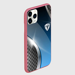 Чехол iPhone 11 Pro матовый Tesla carbon steel, цвет: 3D-малиновый — фото 2