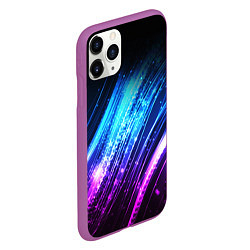 Чехол iPhone 11 Pro матовый Неоновые звёзды текстура, цвет: 3D-фиолетовый — фото 2