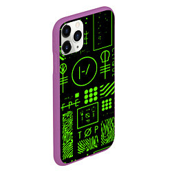 Чехол iPhone 11 Pro матовый Twenty one pilots neon, цвет: 3D-фиолетовый — фото 2