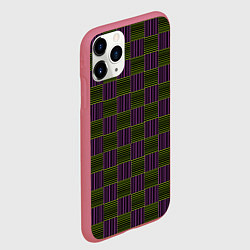 Чехол iPhone 11 Pro матовый Геометрический узор из неоновых линий, цвет: 3D-малиновый — фото 2
