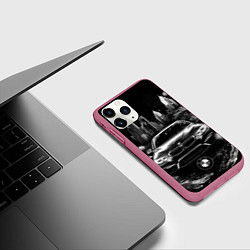 Чехол iPhone 11 Pro матовый BMW город абстракции, цвет: 3D-малиновый — фото 2