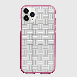 Чехол iPhone 11 Pro матовый Геометрический узор из черных линий, цвет: 3D-малиновый