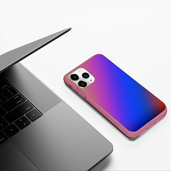 Чехол iPhone 11 Pro матовый Градиент полосы, цвет: 3D-малиновый — фото 2