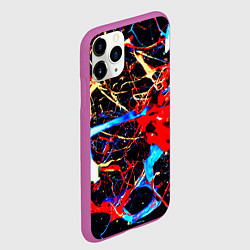 Чехол iPhone 11 Pro матовый Брызги красок разные цвета, цвет: 3D-фиолетовый — фото 2