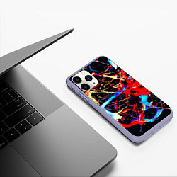 Чехол iPhone 11 Pro матовый Брызги красок разные цвета, цвет: 3D-светло-сиреневый — фото 2