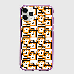 Чехол iPhone 11 Pro матовый Чёрно-оранжевые фигуры на белом фоне