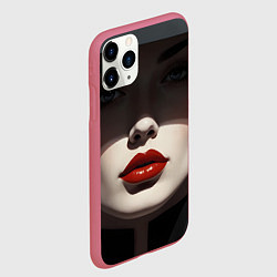 Чехол iPhone 11 Pro матовый Нуар алые губы, цвет: 3D-малиновый — фото 2