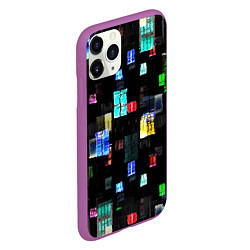 Чехол iPhone 11 Pro матовый Окна ночного города, цвет: 3D-фиолетовый — фото 2