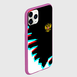 Чехол iPhone 11 Pro матовый Герб текстура глитч, цвет: 3D-фиолетовый — фото 2
