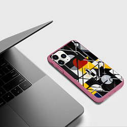 Чехол iPhone 11 Pro матовый Конструктивизм абстракция, цвет: 3D-малиновый — фото 2