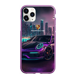 Чехол iPhone 11 Pro матовый Porshe night city