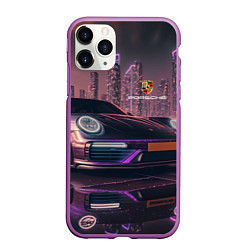 Чехол iPhone 11 Pro матовый Porshe neon city