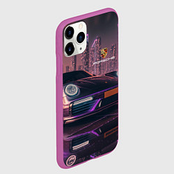 Чехол iPhone 11 Pro матовый Porshe neon city, цвет: 3D-фиолетовый — фото 2