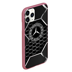 Чехол iPhone 11 Pro матовый Mercedes carbon, цвет: 3D-малиновый — фото 2