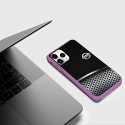 Чехол iPhone 11 Pro матовый Nissan carbon auto, цвет: 3D-фиолетовый — фото 2