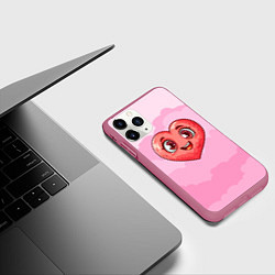 Чехол iPhone 11 Pro матовый Милое красное сердечко, цвет: 3D-малиновый — фото 2