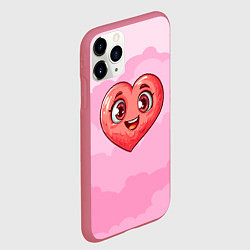 Чехол iPhone 11 Pro матовый Милое красное сердечко, цвет: 3D-малиновый — фото 2