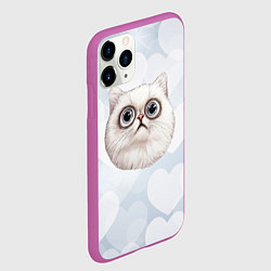 Чехол iPhone 11 Pro матовый Белый кот невдупленыш, цвет: 3D-фиолетовый — фото 2