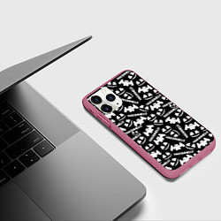 Чехол iPhone 11 Pro матовый Marshmello pattern music, цвет: 3D-малиновый — фото 2