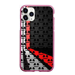 Чехол iPhone 11 Pro матовый Marshmello pattern, цвет: 3D-малиновый