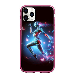 Чехол iPhone 11 Pro матовый Cyber girl and butterflies - neon glow fantasy