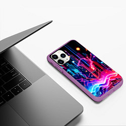 Чехол iPhone 11 Pro матовый Neon fantasy - ai art, цвет: 3D-фиолетовый — фото 2