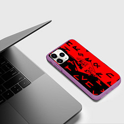 Чехол iPhone 11 Pro матовый Скайрим руны, цвет: 3D-фиолетовый — фото 2