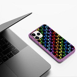 Чехол iPhone 11 Pro матовый Marshmello pattern neon, цвет: 3D-фиолетовый — фото 2